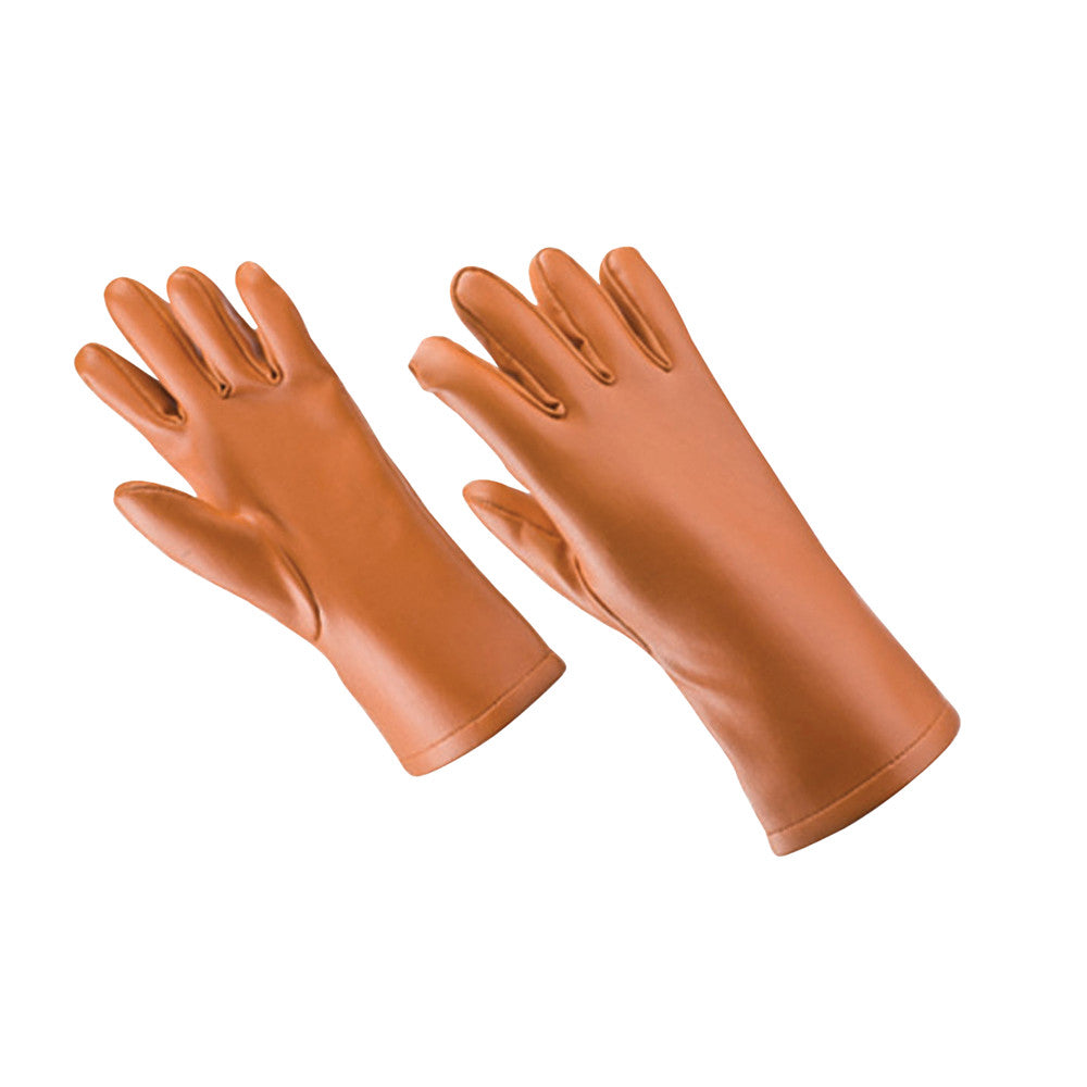 Wolf Superflex Protective Gloves, orange rubber, with a smooth texture and extended cuffs, suitable for industrial use.
