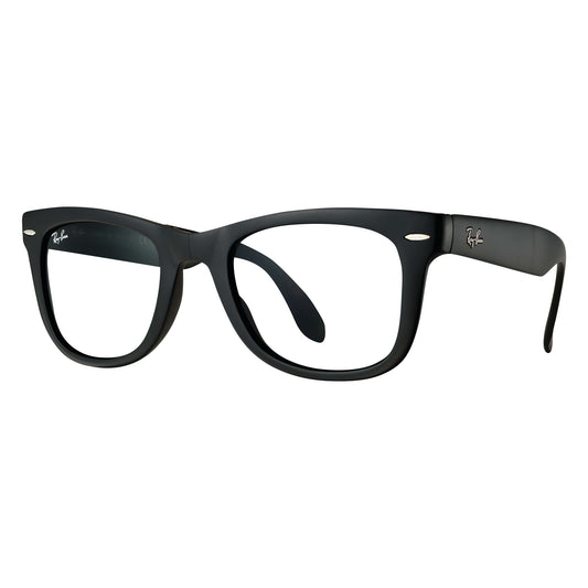 Ray-Ban 4105 Radiation Protection Glasses with black frames and clear lenses. The brand logo is visible on the temples.