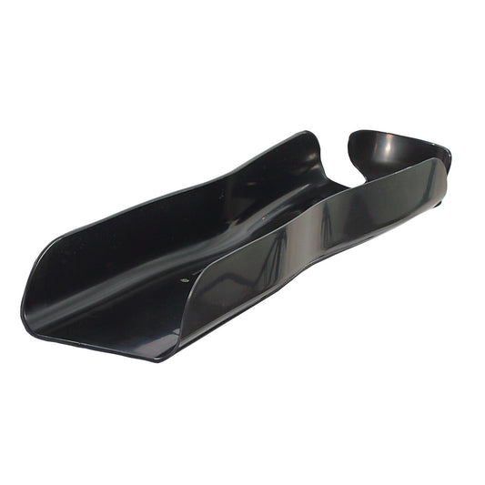 A black AliMed Premier Wheelchair Arm Tray designed to support the arm, featuring a contoured shape with raised sides.