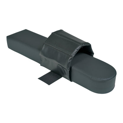 The Allen Clamshell Armboard Pad is a cushioned support with a rounded end, featuring an attached strap for secure positioning.