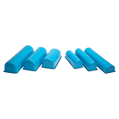Six AliMed AliBlue Lite Hybrid Gel Chest Rolls of varying sizes are displayed side by side on a white background.