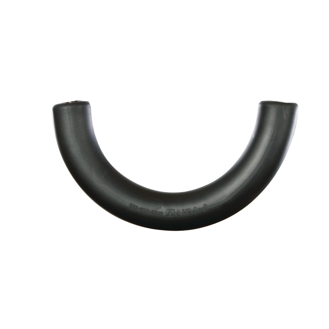 A black Replacement Pad for AliMed Single-Leg Prepper, 8", shown in a U-shape on a plain white background.