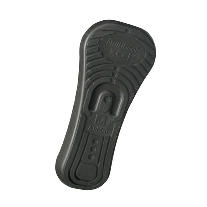 Black sole of the AliMed MultiBoot X-Cel Contracture Boot with Genuine Wool Liner, featuring textured grip patterns.