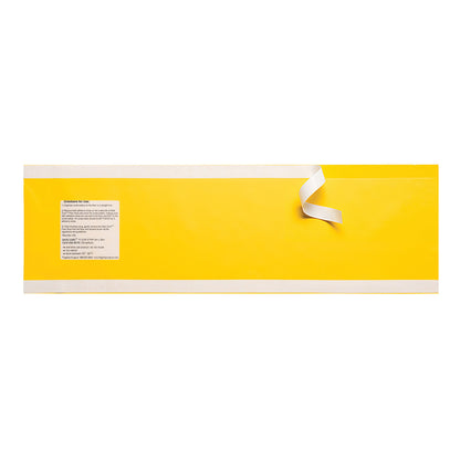 Yellow Flagship Surgical Safe Cord Floor Strip with white edges, featuring a strip of white tape and an instructional label.