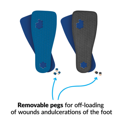 DARCO PegAssist Five Size Offloading Insole System with removable pegs for off-loading foot wounds and ulcers.