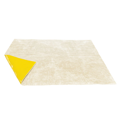 A SpilfyterMat Absorbent Mat Yellow with a yellow surface and a small, peeled-back yellow corner showing the underside.
