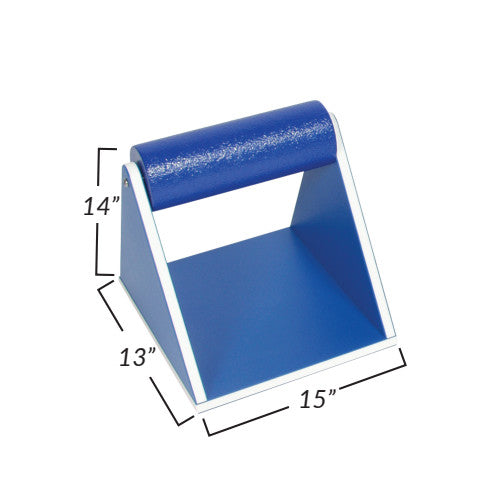 AliMed Rhino Board Lower Extremities Prepper is a blue wedge-shaped support with dimensions of 14" height, 13" width, and 15" length.