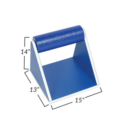 AliMed Rhino Board Lower Extremities Prepper is a blue wedge-shaped support with dimensions of 14" height, 13" width, and 15" length.