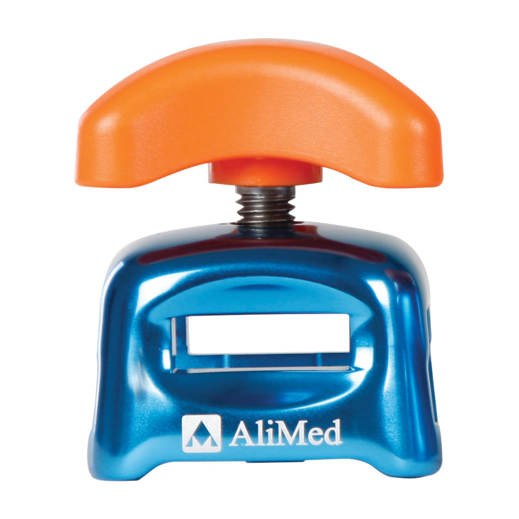 AliMed FREEDOM Flat Blade Socket with an orange knob and blue base featuring an adjustable screw mechanism.