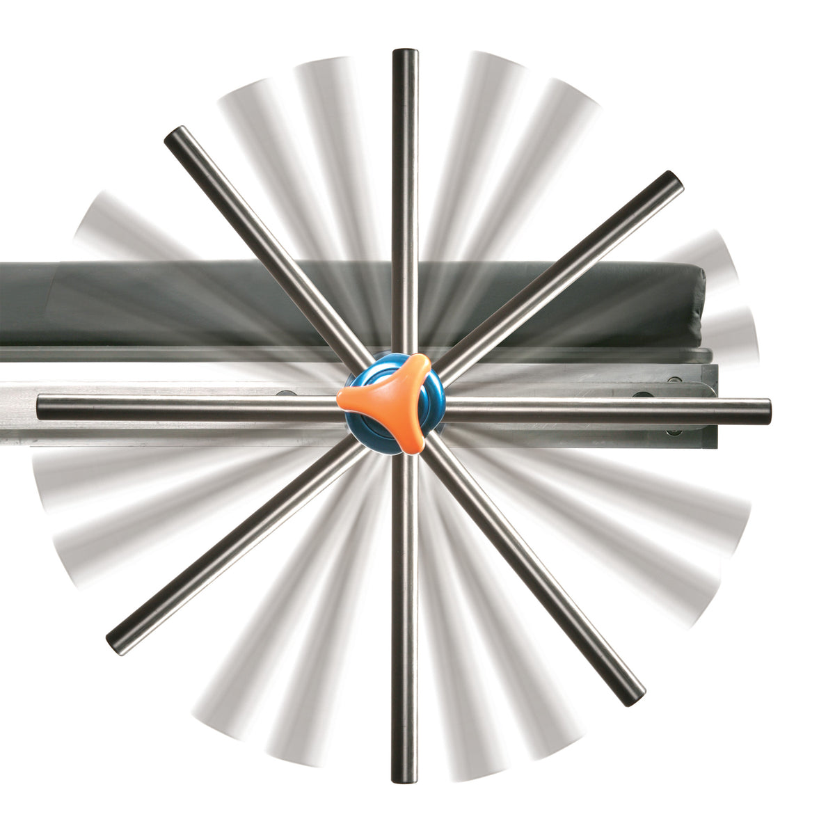AliMed FREEDOM Round Post Socket with multiple stainless steel poles radiating from a central colored piece, illustrating rotation.