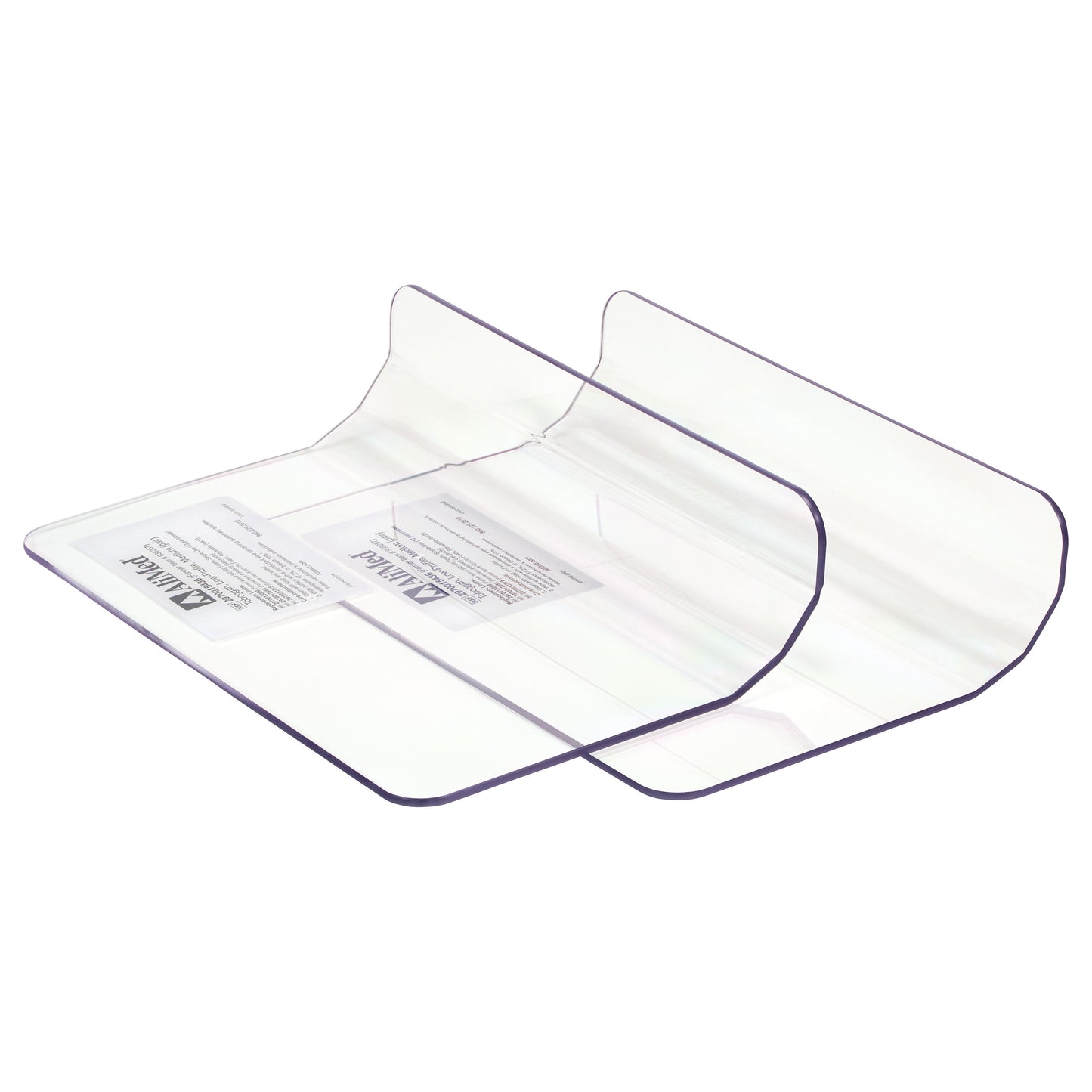 AliMed Low-Profile Toboggan Arm/Leg Guard made of transparent plastic with curved edges, shown with instructional labels on it.