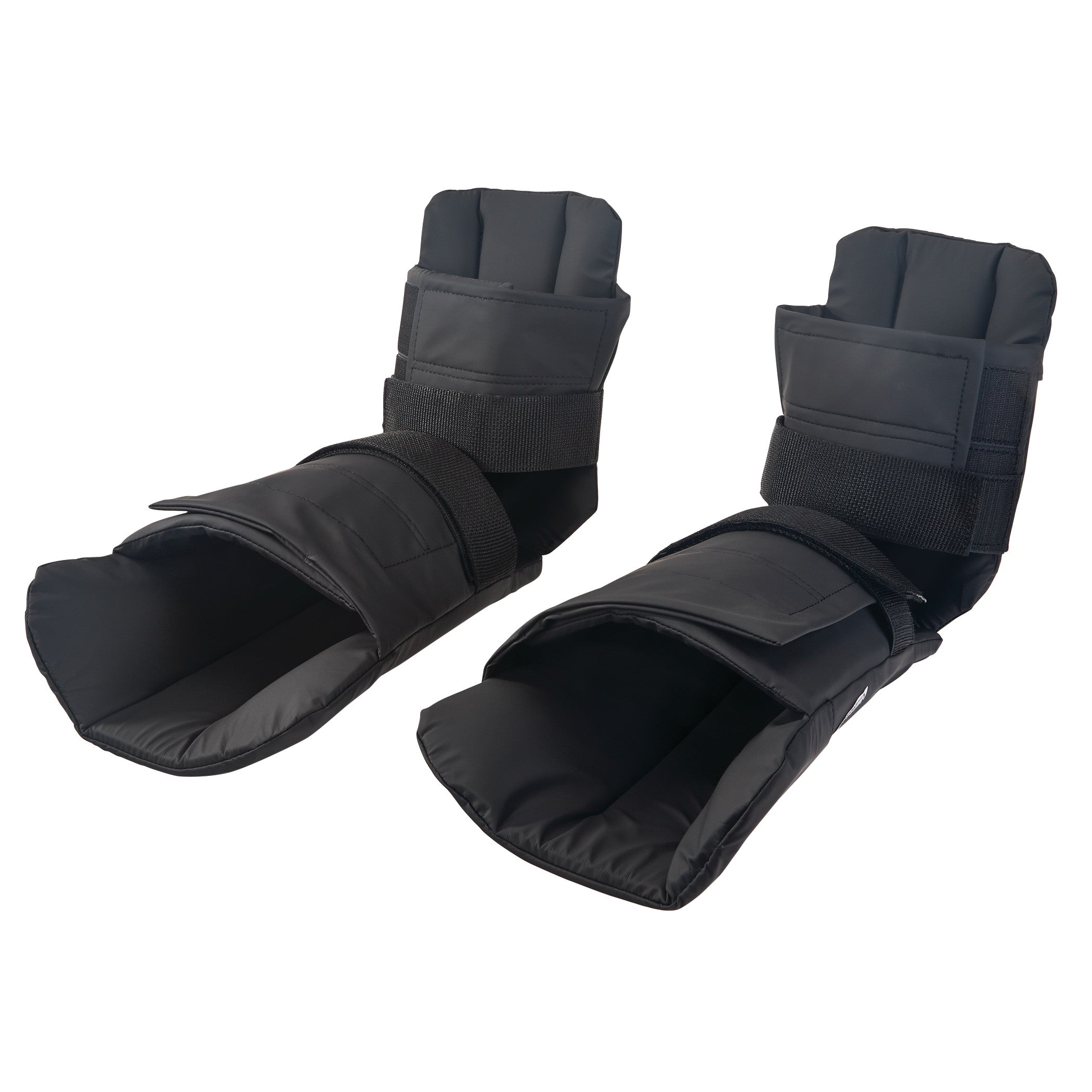 Replacement Stirrup Pad for Non-Finned Allen Stirrup, shown as a pair of padded black covers with adjustable straps for medical use.