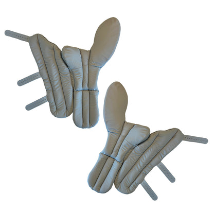 Replacement Pad Set for KYRA Comfort Lithotomy Stirrups with Secure-Lok Straps, featuring padded sections and adjustable straps.