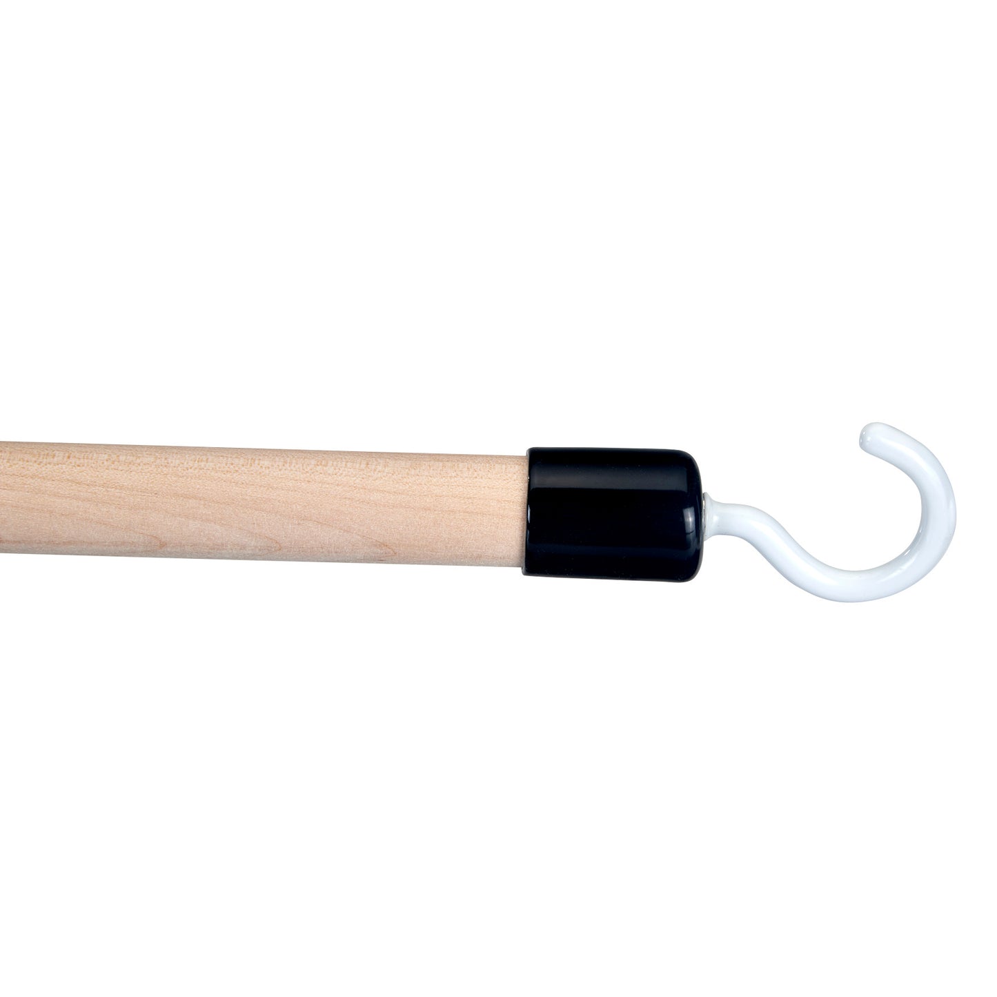 The Big Hook Dressing Stick features a wooden handle with a white hook on a black metal end.