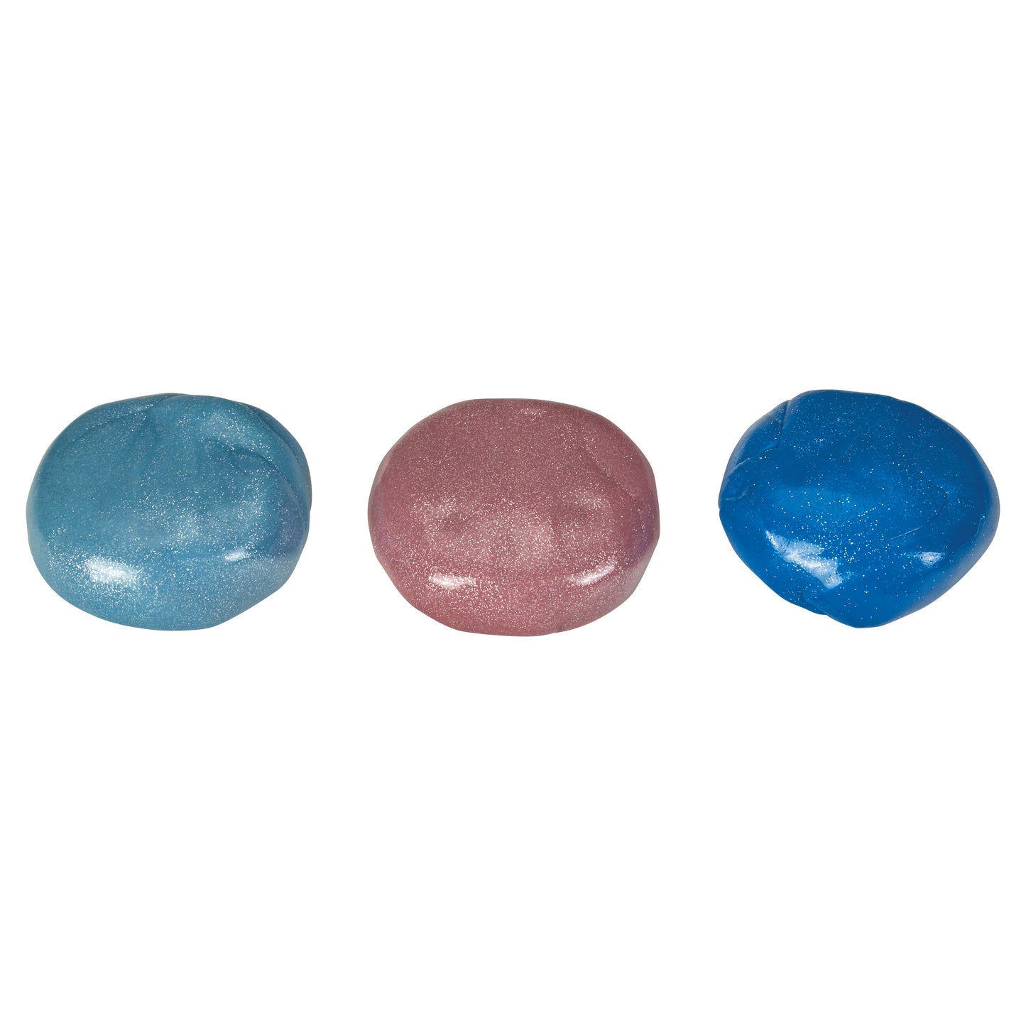 Three AliMed EasyGlide Antimicrobial Therapy Putty balls in blue, pink, and dark blue shown against a white background.