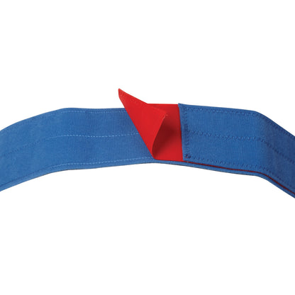 An AliMed Universal Strap, One-Piece, One Closure, No Side Rail. It features a blue strap with a red hook and loop   closure.