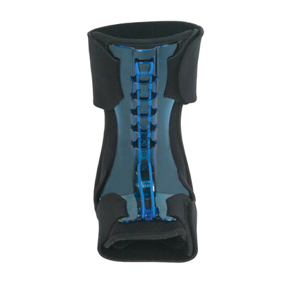 An AliMed D2 PF Night Splint, featuring a black foam exterior with a visible blue support structure for the foot.