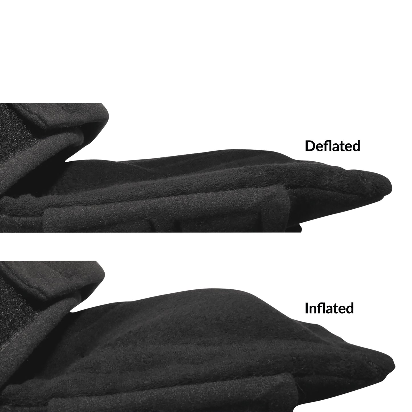 The DARCO Pneumatic Night Splint, with its cushion deflated at the top and inflated at the bottom for comparison.