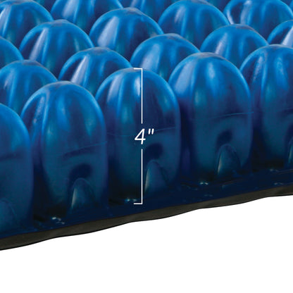 Close-up of the AliMed AeroCell II Single-Valve High Cell Pressure-Relieving Wheelchair Cushion, showing 4-inch blue air cells.