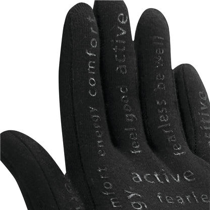 Black Intellinetix Therapy Gloves with words like "energy," "comfort," and "active" in white text on the fingers.
