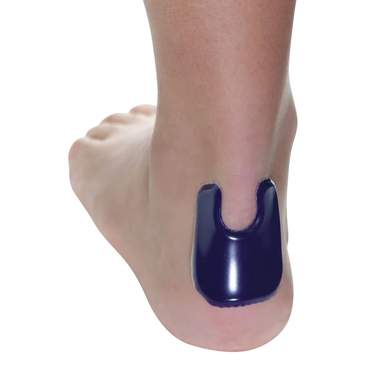 A foot with a U-Shape Gel Callus Pad attached to the heel, offering cushioning and protection.