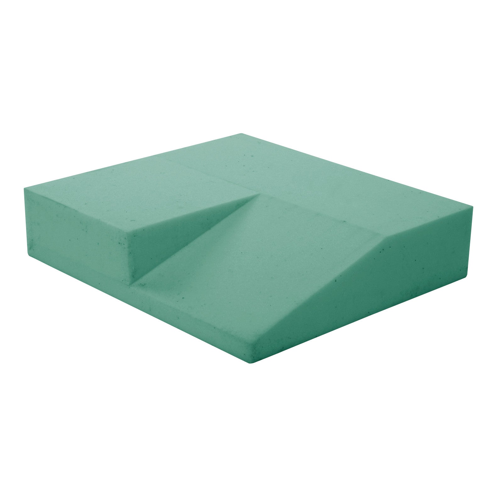 The AliMed AliHip Wheelchair Cushion, Home Model. It's a green, wedge-shaped foam cushion with a sloped design.