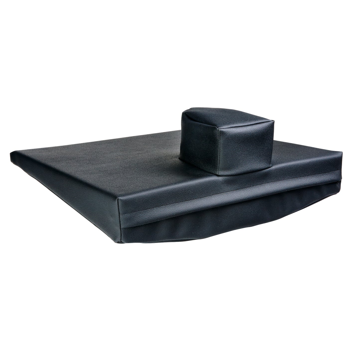 AliMed Sit-Straight Wheelchair Cushion with Semirigid Pommel in black has a raised central support on a flat base.