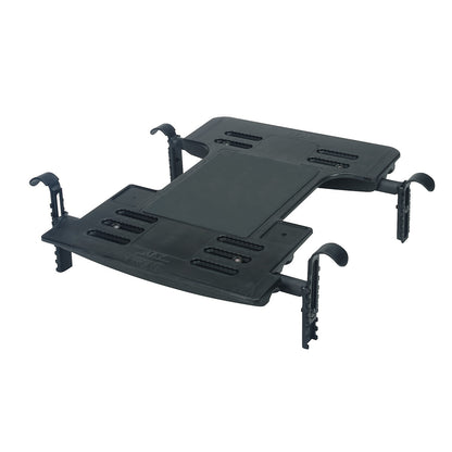 A Jay Adjustable Drop Seat, a black seat base with adjustable arms and slots for customization.