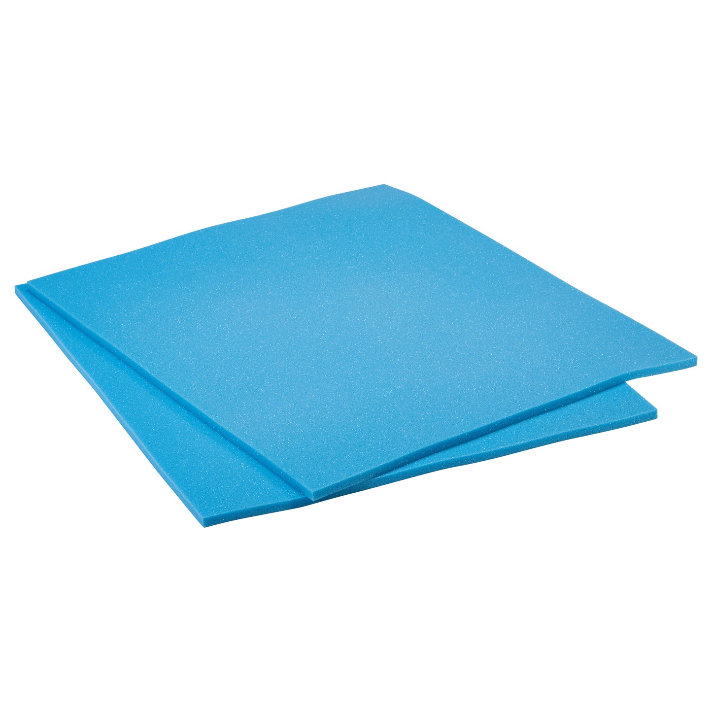 A blue AliMed Non-Adhesive T-Foam Sheet is shown folded, displaying its smooth texture and thickness.