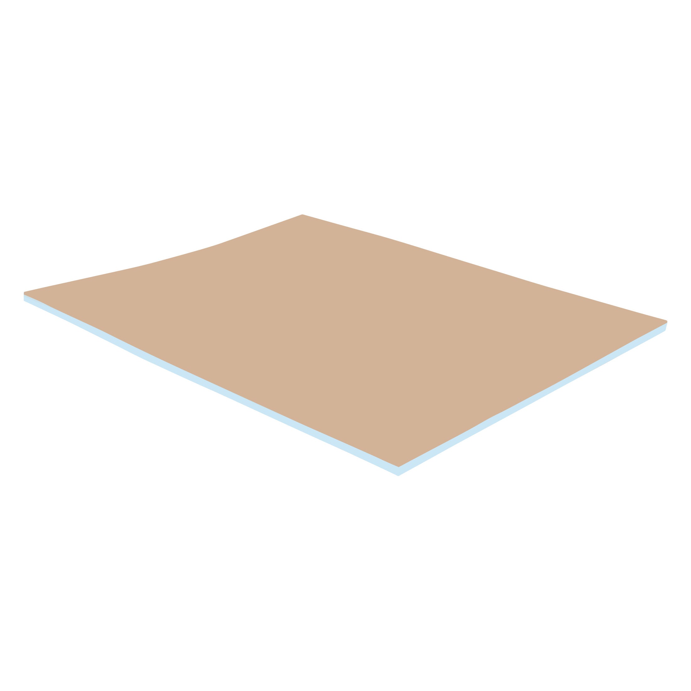 1/4"H Dual Laminate Orthotic Combination Sheet with Medium/Firm Plastazote, featuring a light brown top layer and white bottom.