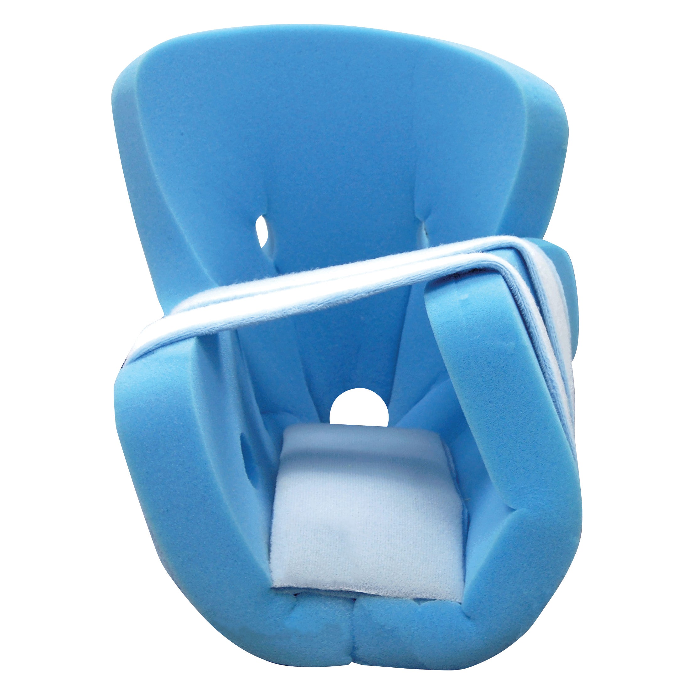 A blue SkiL-Care Foam Pressure-Relieving Heel Protector with adjustable straps designed for foot support.