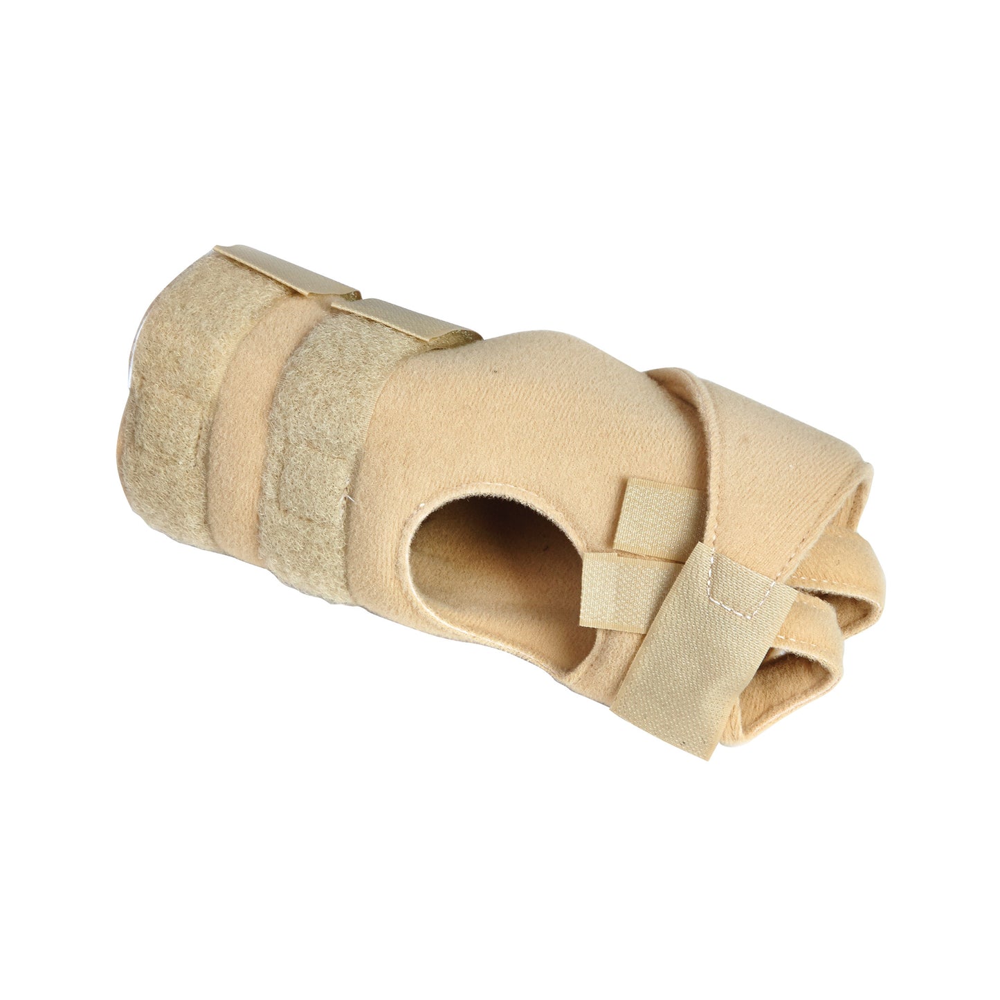 Tan-colored AliMed FREEDOM Arthritis Support brace with straps and thumb opening, designed for wrist and hand support.