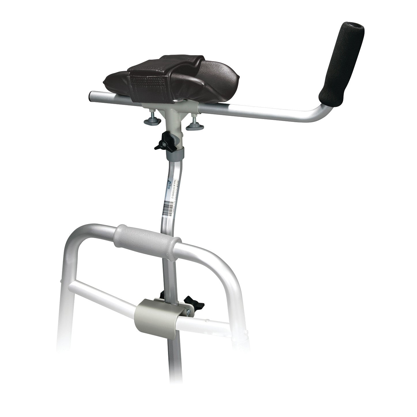 Drive Medical Bariatric Walker Platform Attachment with a padded armrest and handlebar designed for added support and stability.