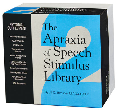 The Apraxia of Speech Stimulus Library by Jill C. Thresher features oral-motor exercises and various types of word and sentence practice.