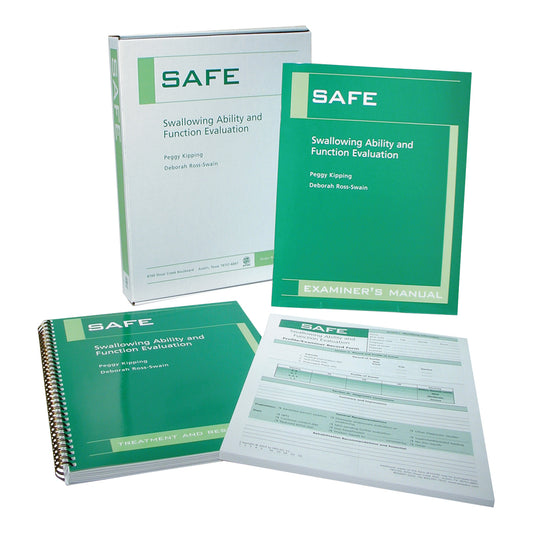 Swallowing Ability and Function Evaluation (SAFE) materials including examiner's manual, treatment guide, and record forms.