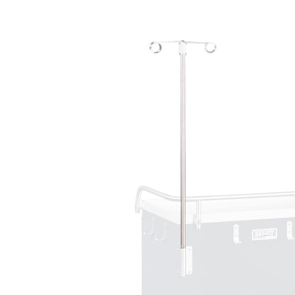 Harloff Emergency Cart Accessory: IV Pole for M-Series/Classic Line Carts, featuring a metal pole with two hooks, attached to a cart edge.