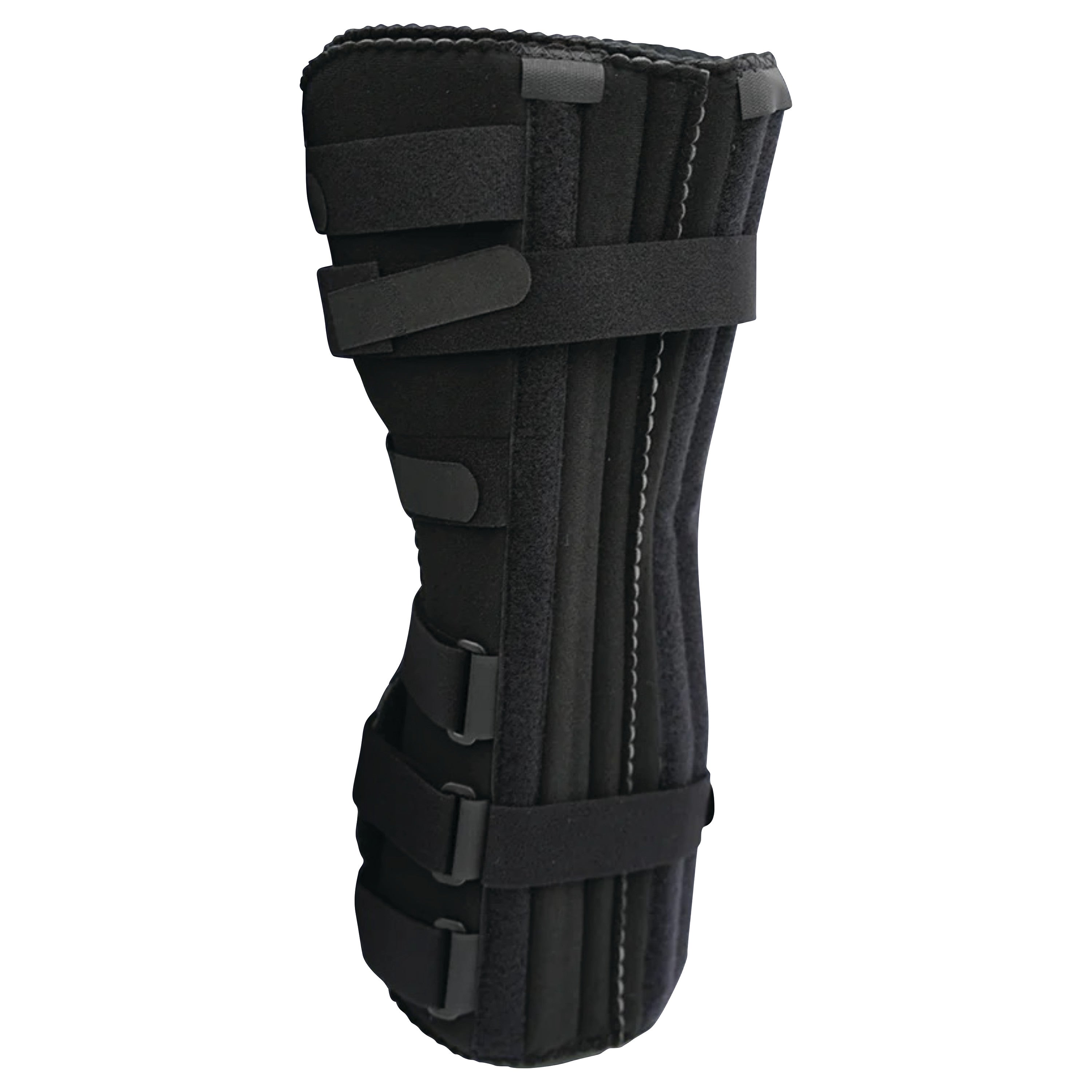 An RCAI Knee Immobilizer, a black brace with adjustable straps for knee support and stabilization.