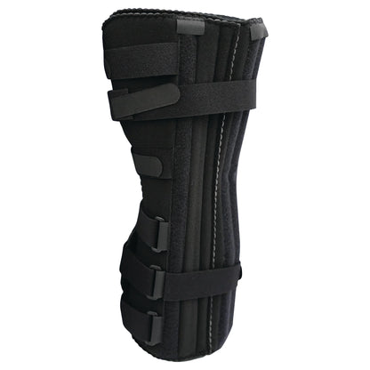 An RCAI Knee Immobilizer, a black brace with adjustable straps for knee support and stabilization.