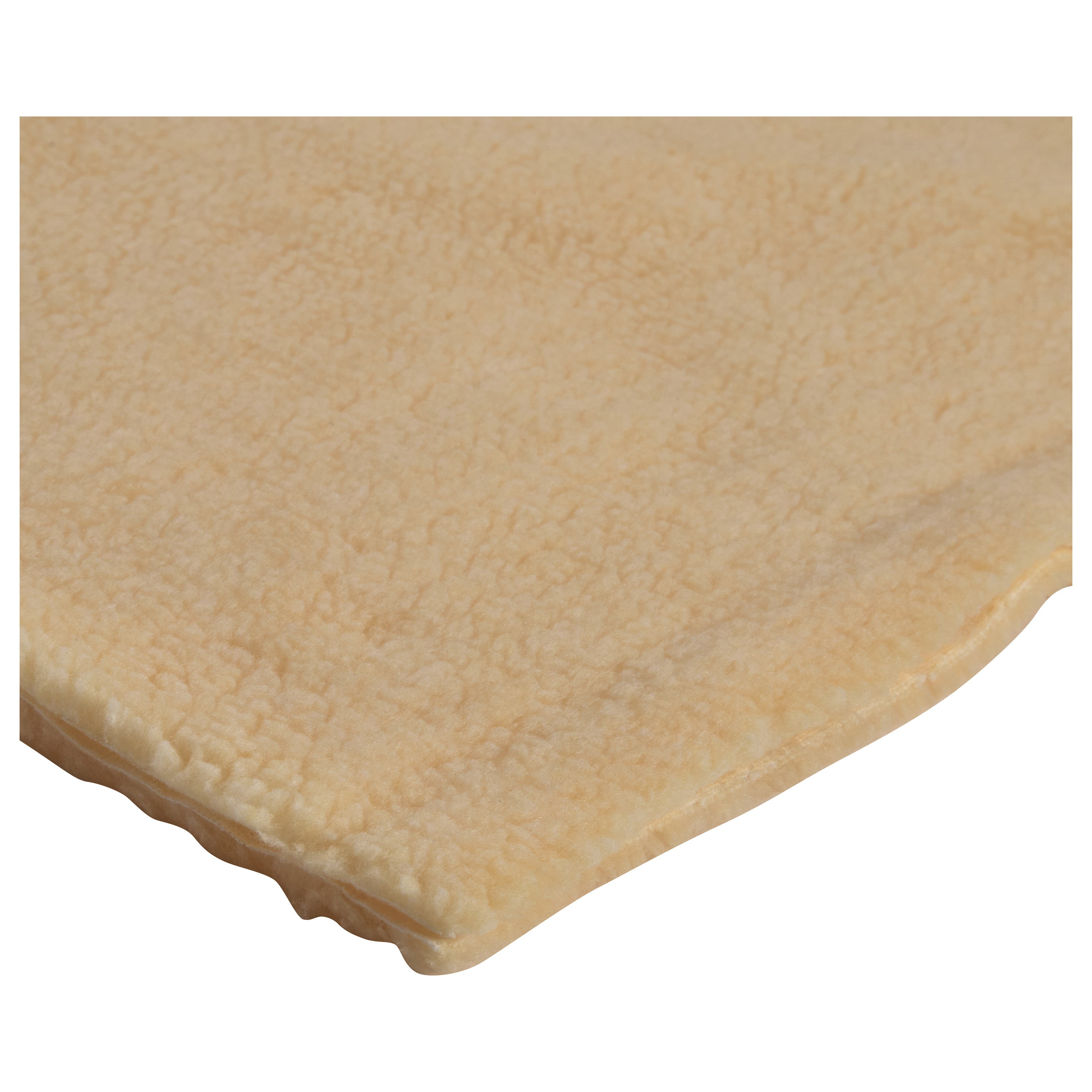 A close-up of an AliMed AliFleece pad in a light beige color, displaying its soft, textured surface.