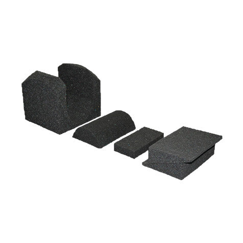 A set of black foam pieces from the Universal Octopaque Pediatric Positioner, used for medical positioning.