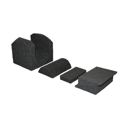 A set of black foam pieces from the Universal Octopaque Pediatric Positioner, used for medical positioning.