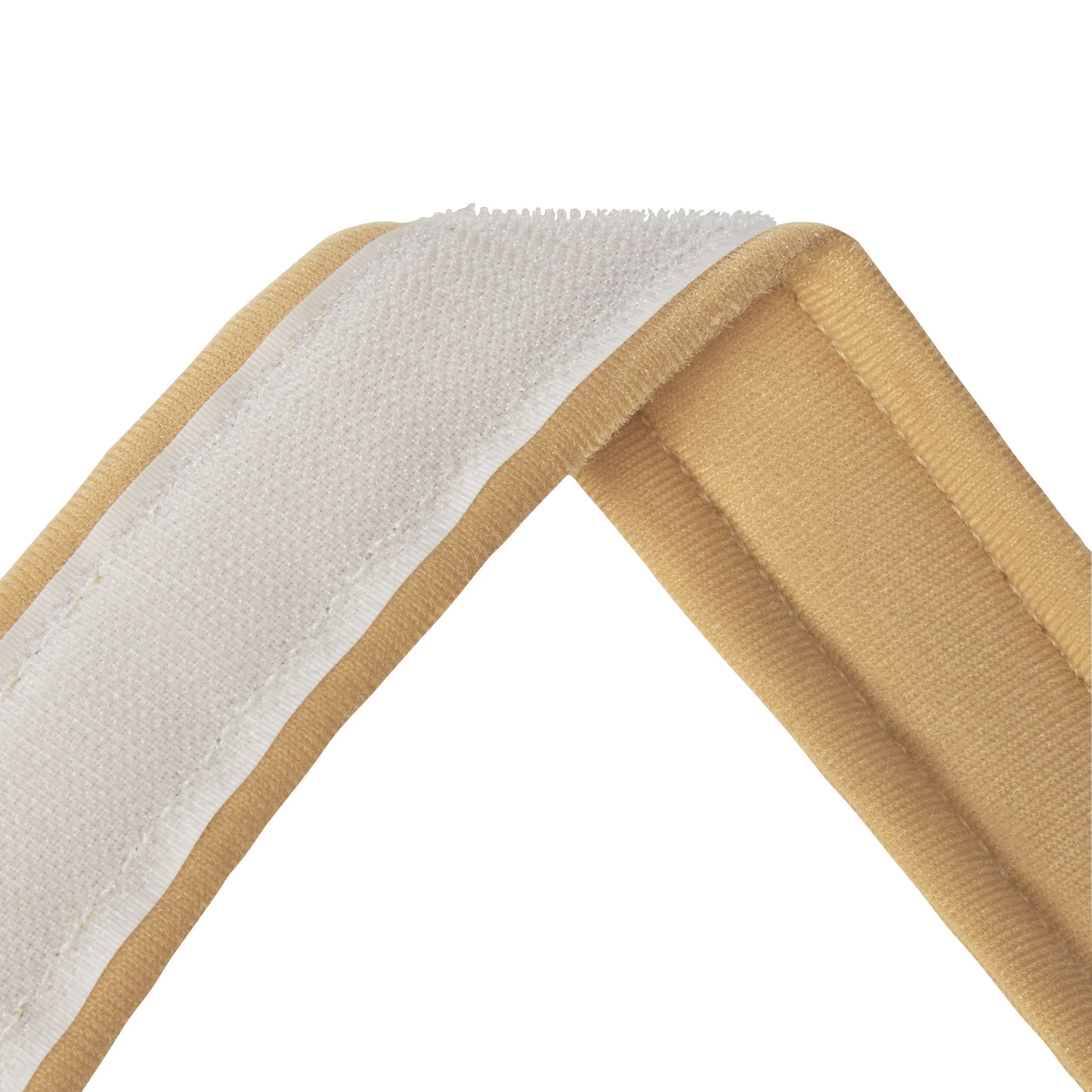 Close-up of the AliMed AliStrap Soft Positioning Strap, showing a tan soft strap with a white hook-and-loop fastener.