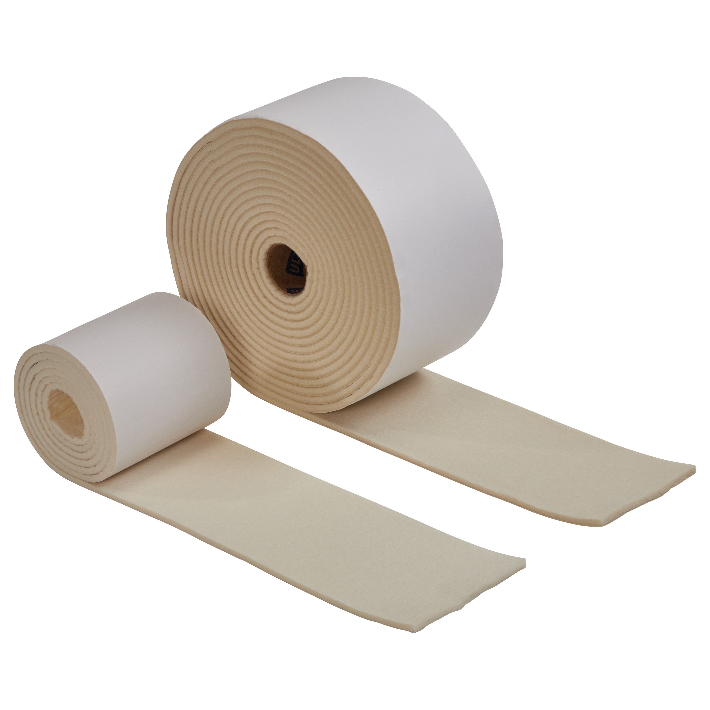 Two rolls of Orthopedic-Grade Felt Padding, one larger and one smaller, partially unrolled on a white background.