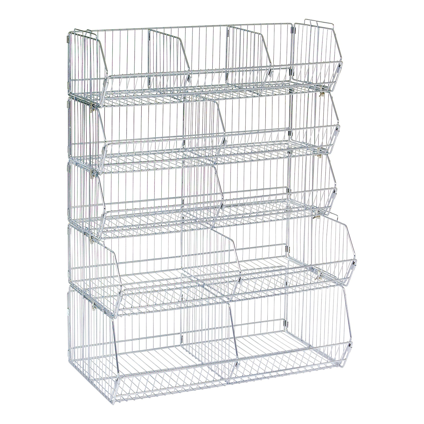 A "Wire Bin for Nexel Wire Bin Shelving," a multi-tiered metal wire storage unit with open-front compartments.