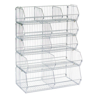 A "Wire Bin for Nexel Wire Bin Shelving," a multi-tiered metal wire storage unit with open-front compartments.
