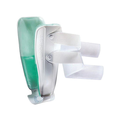 Aircast Air-Stirrup Ankle Brace with a green cushioning pad and white straps. It is designed for support and stability.