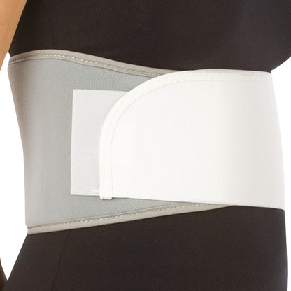 A Thoracic Rib Belt in white, wrapped around a person's torso for support.