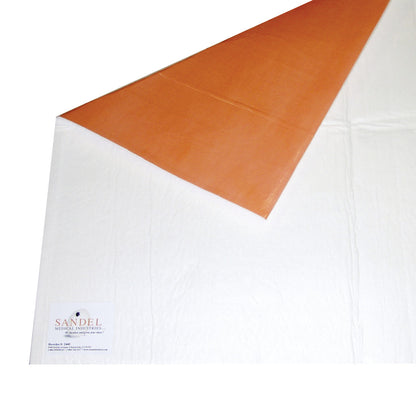 A SANDEL DriFloor Absorbent Pad with a white surface and an orange corner fold, displaying the brand label.