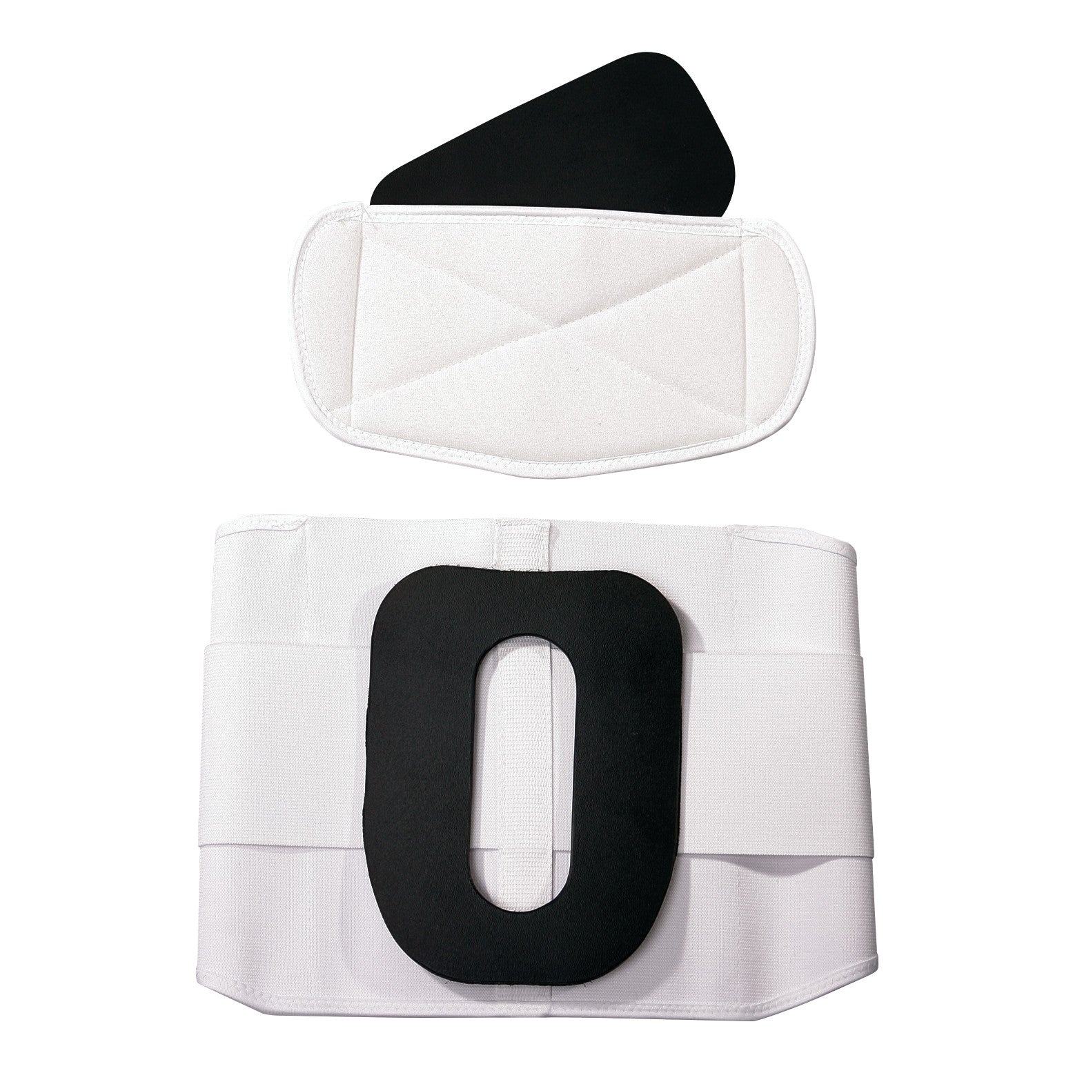AliMed Lumbar Orthosis with Anterior/Posterior Support, featuring a white belt with black padding for lumbar support.