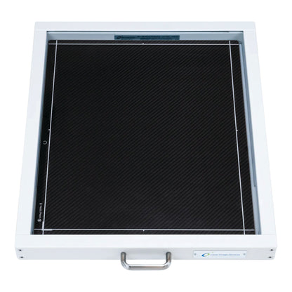 A Large Format DR Panel Protector for GE Discovery XR 650, AMX 700, FlashPad. It features a black panel in a white frame wit.